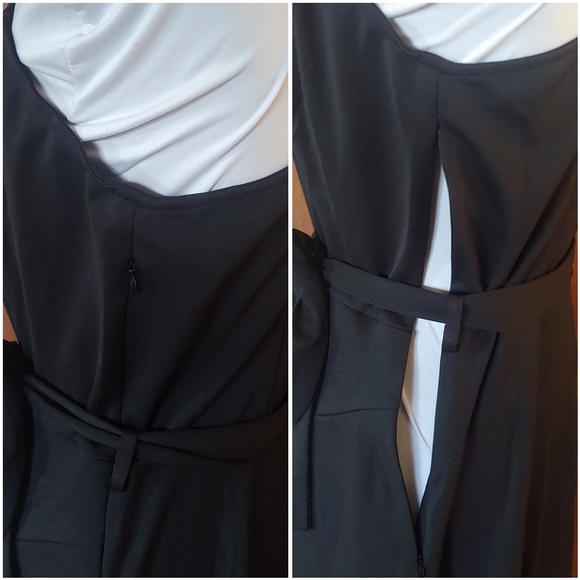 NWT Grace Karin Black One Shoulder Short Sleeve Ruffle Tie Mini Midi Dress XL - Picture 12 of 16